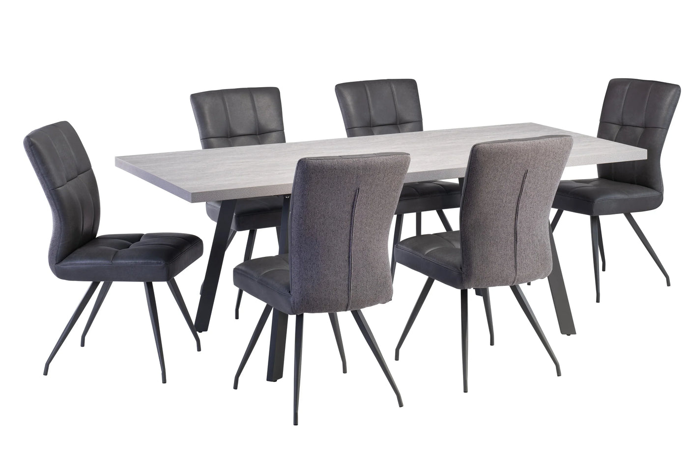 Modern Extending Dining Table - Grey Legs, 1.6m to 2m Length