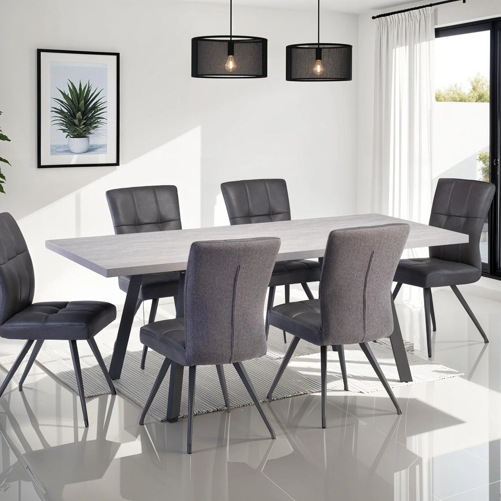 Modern Extending Dining Table - Grey Legs, 1.6m to 2m Length