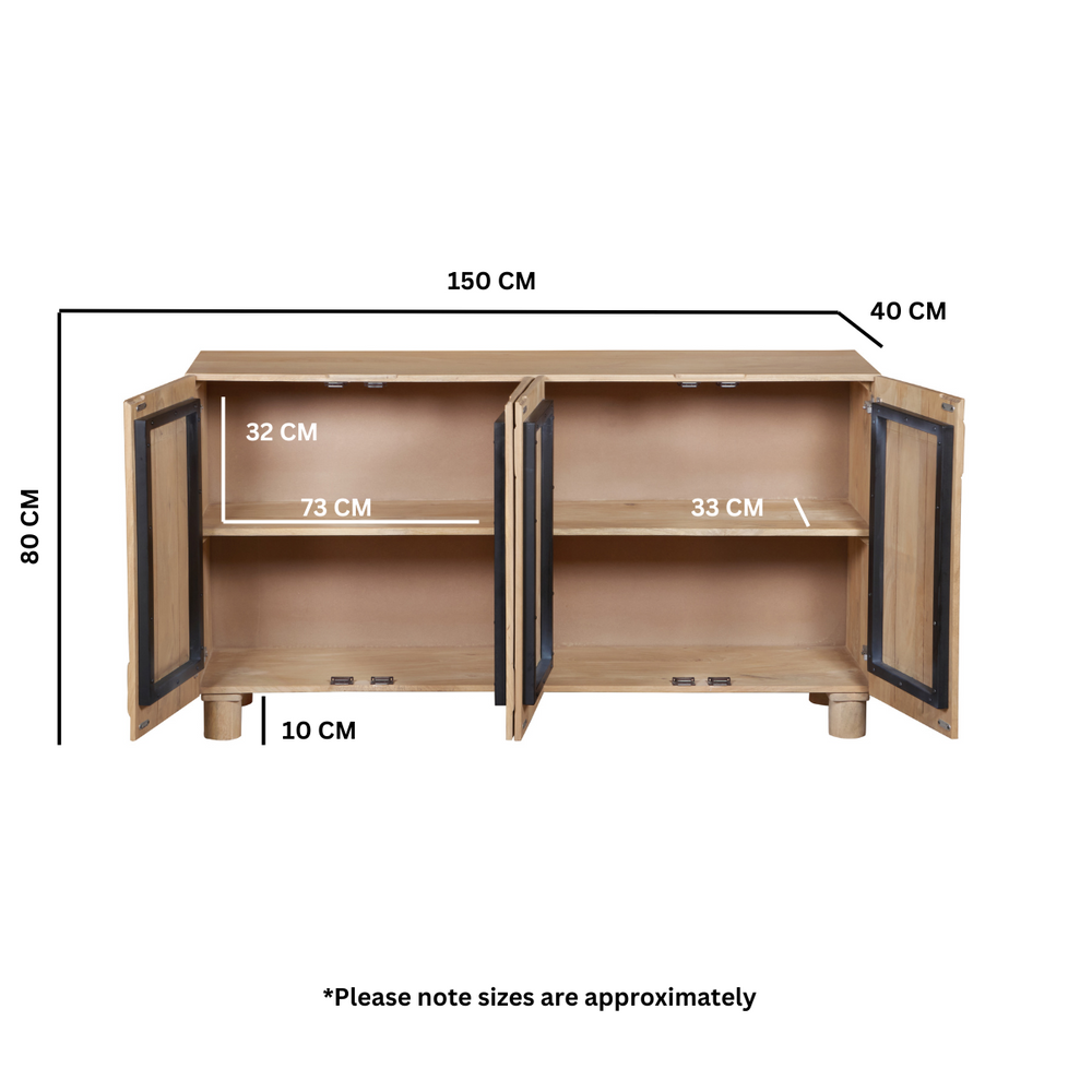 Austin solid wooden extra large sideboard made from mango wood