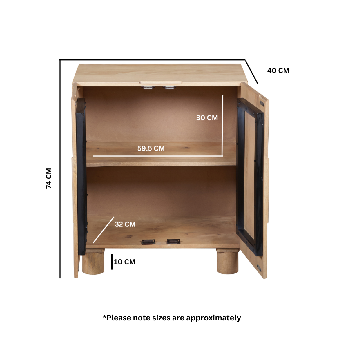Austin solid wooden small sideboard in light brown finish
