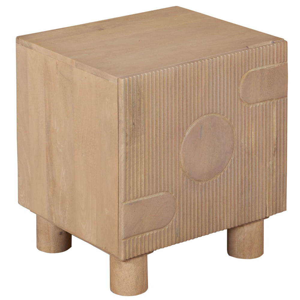 Stylish Austin Solid Wood Bedside Table in light brown mango wood