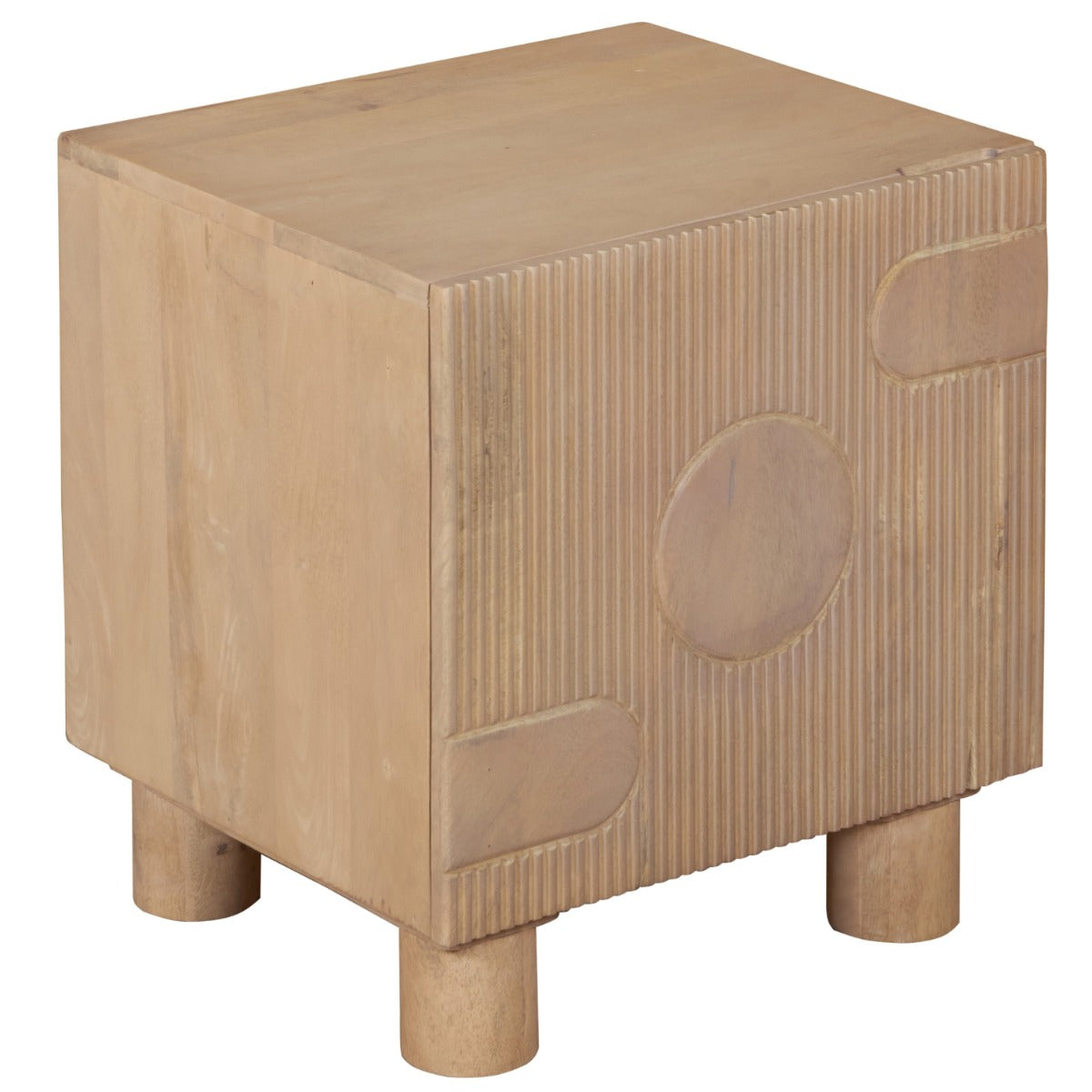 Stylish Austin Solid Wood Bedside Table in light brown mango wood