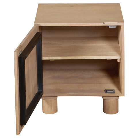 Stylish Austin Solid Wood Bedside Table in light brown mango wood