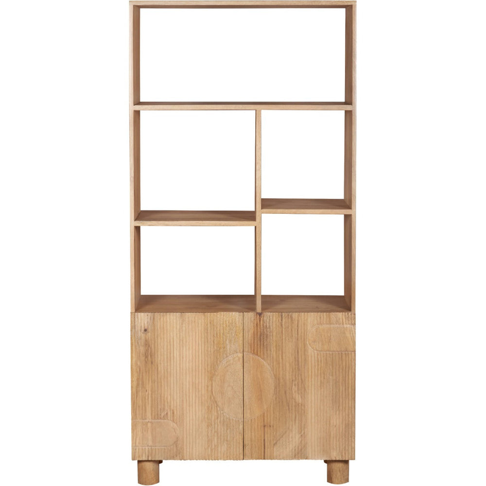 Austin Solid Wood Bookcase in mango wood with fluted pattern