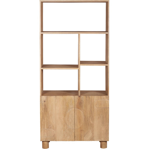 Austin Solid Wood Bookcase in mango wood with fluted pattern
