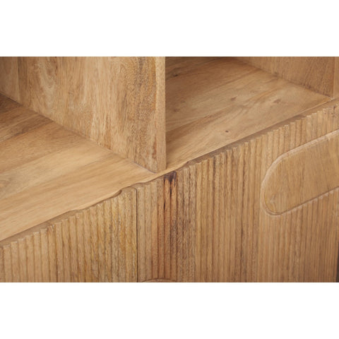 Austin Solid Wood Bookcase in mango wood with fluted pattern