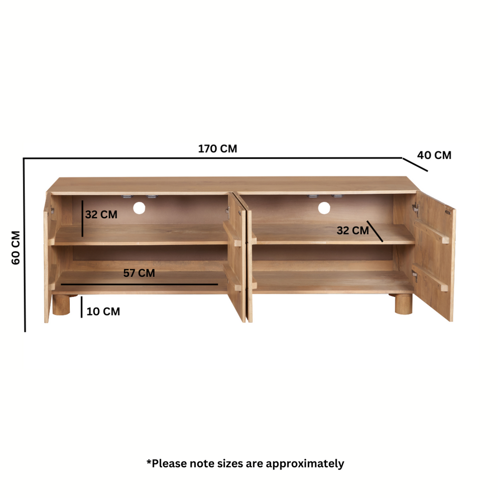 Austin solid wood large low board TV cabinet in a stylish living room