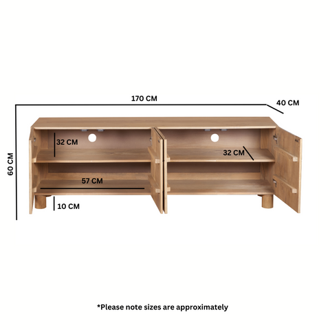 Austin solid wood large low board TV cabinet in a stylish living room