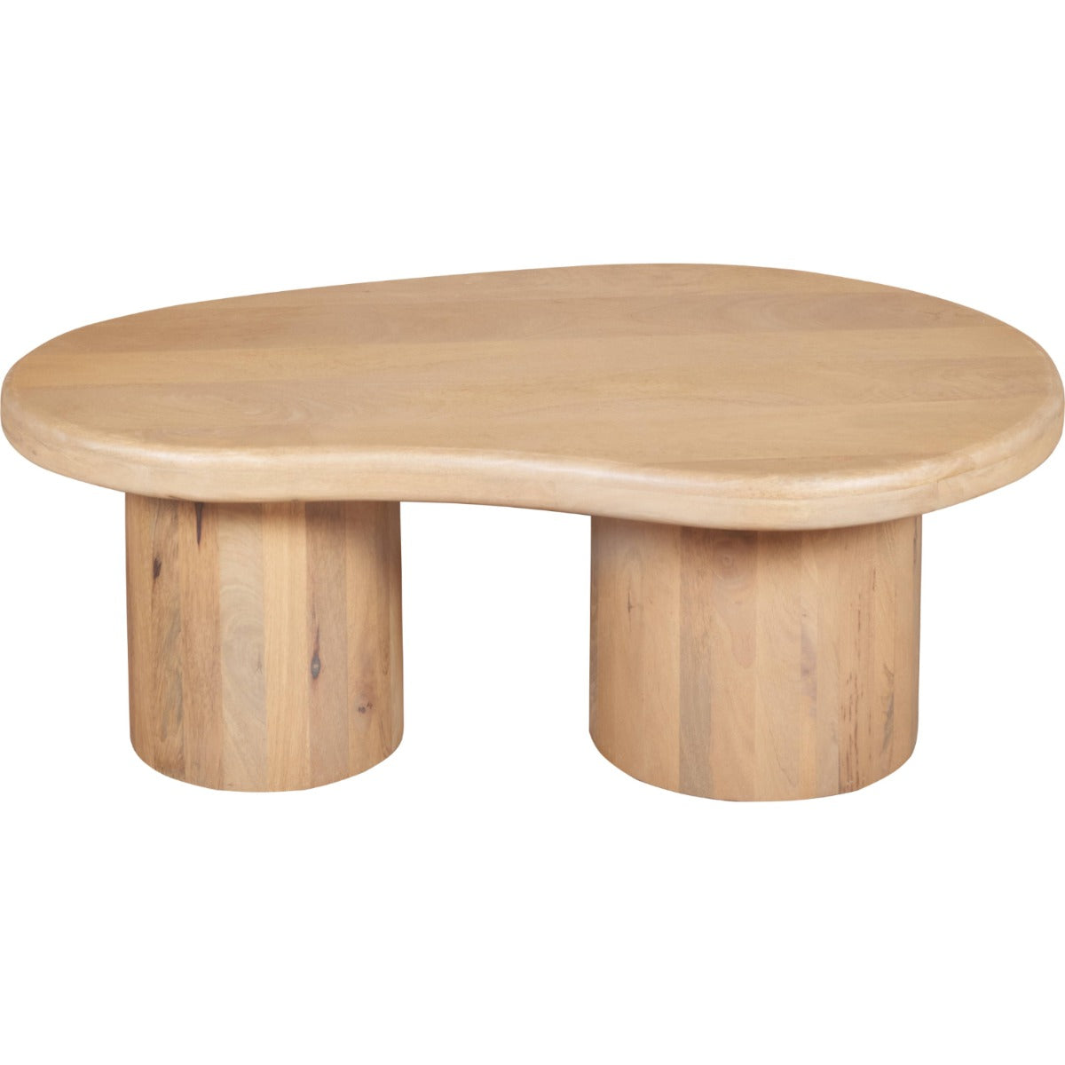 Austin Solid Wood Coffee Table in a stylish living room setting, showcasing its unique fluted design and natural mango wood finish.