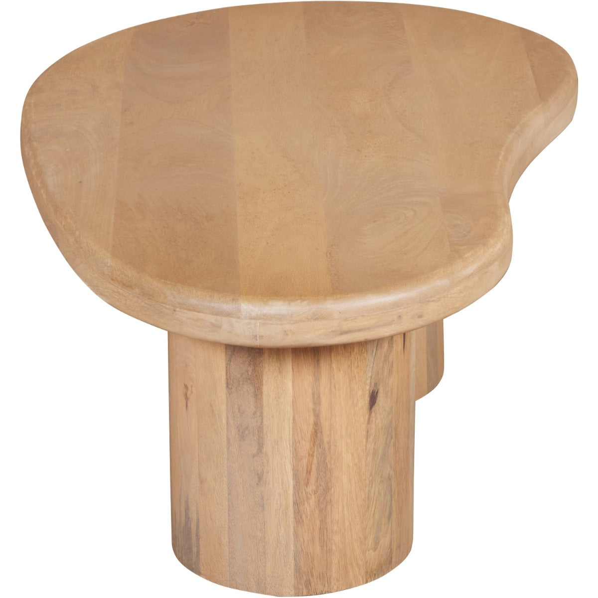 Austin Solid Wood Coffee Table in a stylish living room setting, showcasing its unique fluted design and natural mango wood finish.
