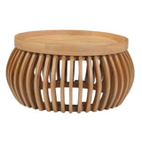 Indus Solid Wood Small Round Low Coffee Table