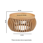 Indus Solid Wood Small Round Low Coffee Table - View 5