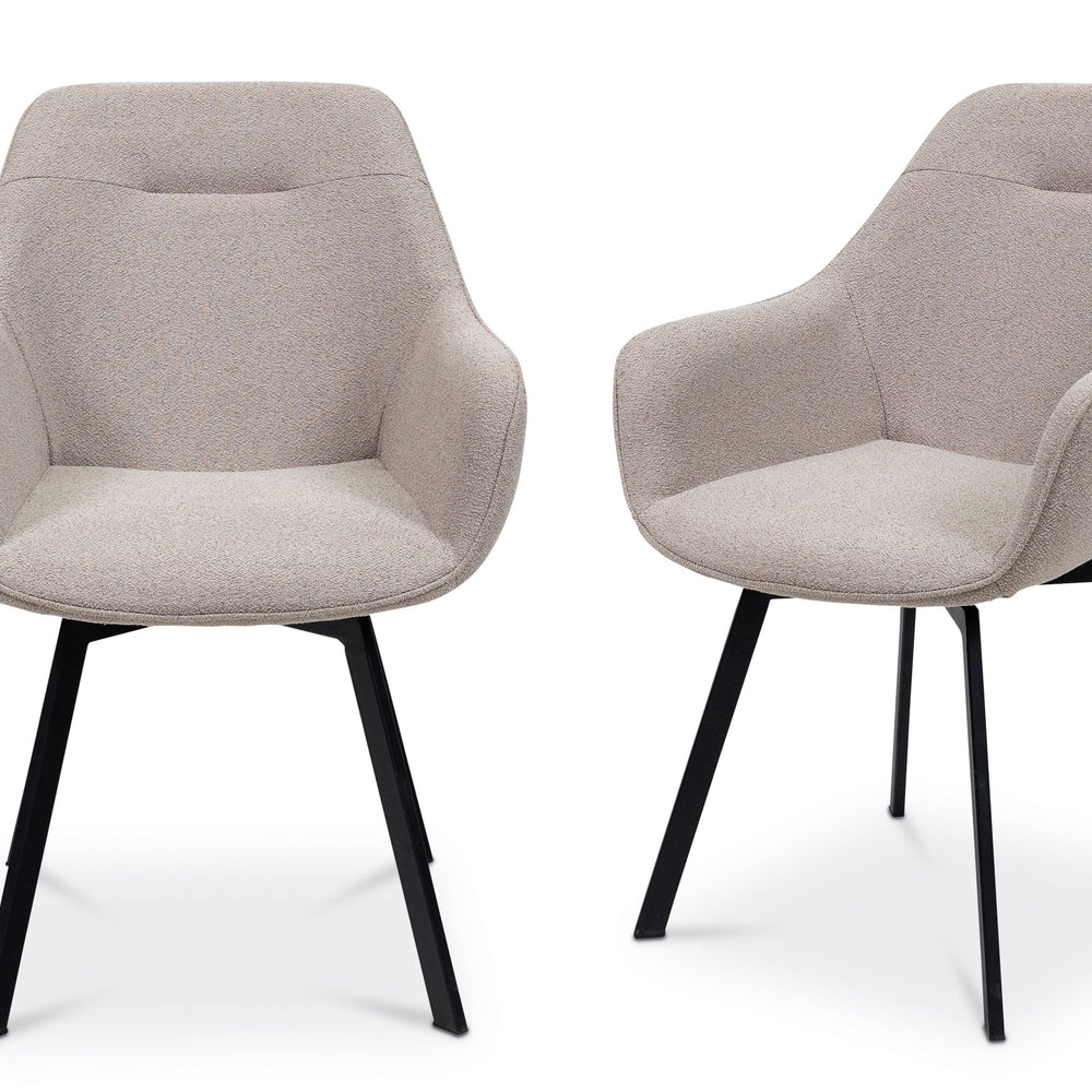 Elegant Swivel Dining Chair in Stone Fabric - 180 Degree Movement