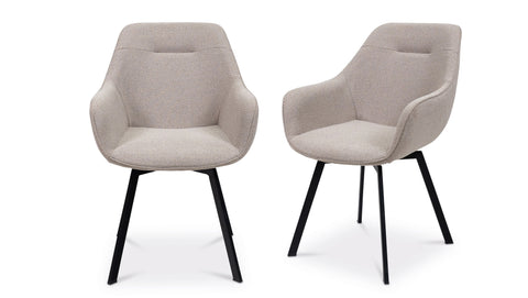 Elegant Swivel Dining Chair in Stone Fabric - 180 Degree Movement