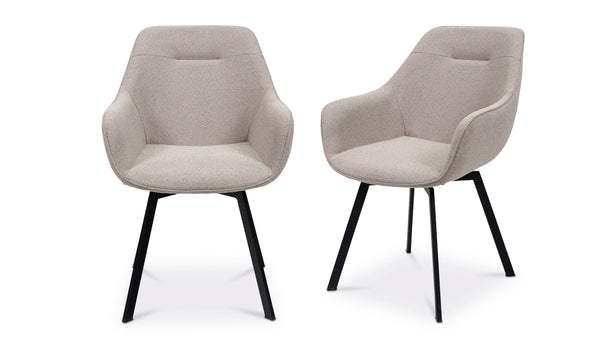 Elegant Swivel Dining Chair in Stone Fabric - 180 Degree Movement