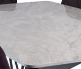 Close-up of a gray marble-patterned table surface