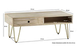Light Gold Rectangular Coffee Table with Drawer - View 4