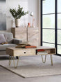 Light Gold Rectangular Coffee Table with Drawer