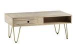 Light Gold Rectangular Coffee Table with Drawer - View 2