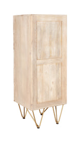 Light Gold Tall Chest of Drawers in solid mango wood with metal inlays