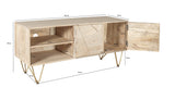 Light Gold Plasma Media Unit made of solid mango wood with metal inlays