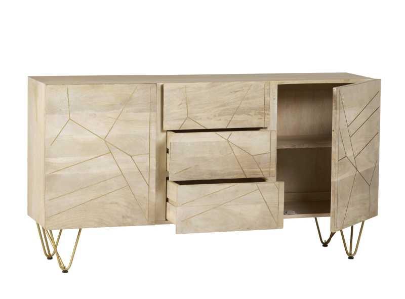 Light Gold Extra Large Sideboard 3 Drawers and 2 Doors - View 3