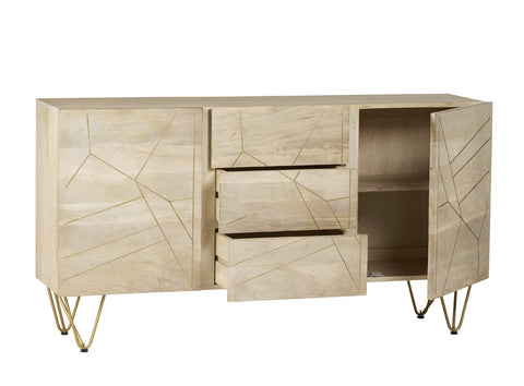 Light Gold Extra Large Sideboard with 3 drawers and 2 doors in a modern design