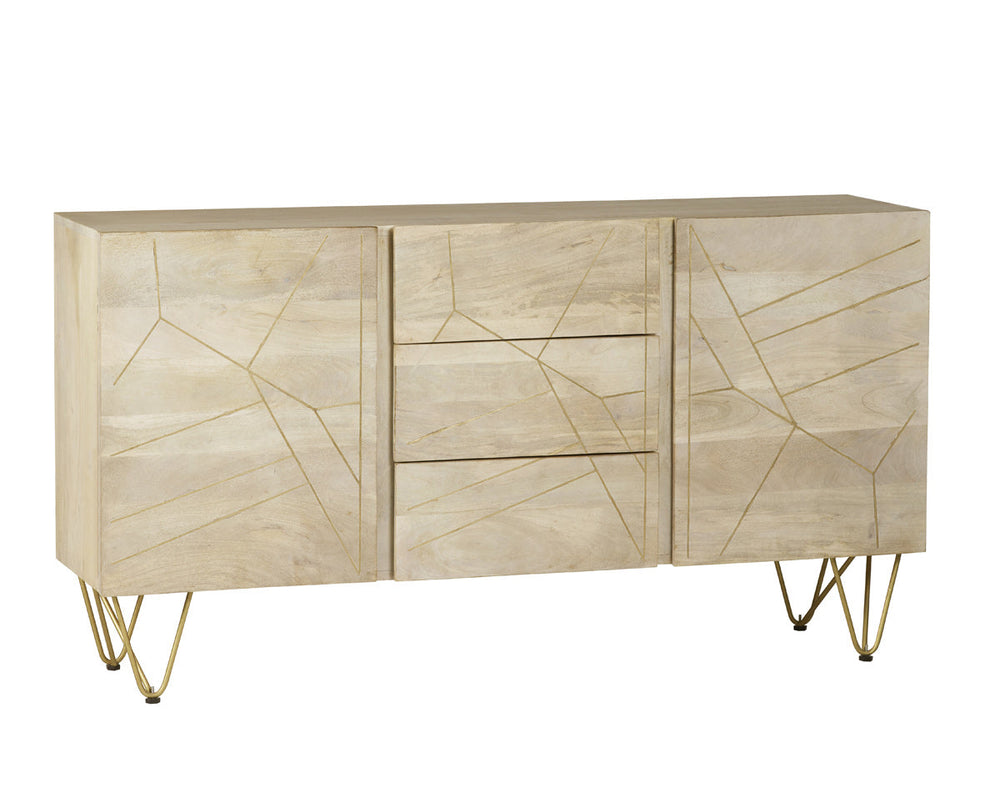 Light Gold Extra Large Sideboard with 3 drawers and 2 doors in a modern design