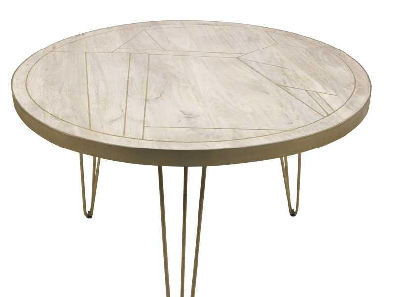 Light Gold Round Dining Table - View 3