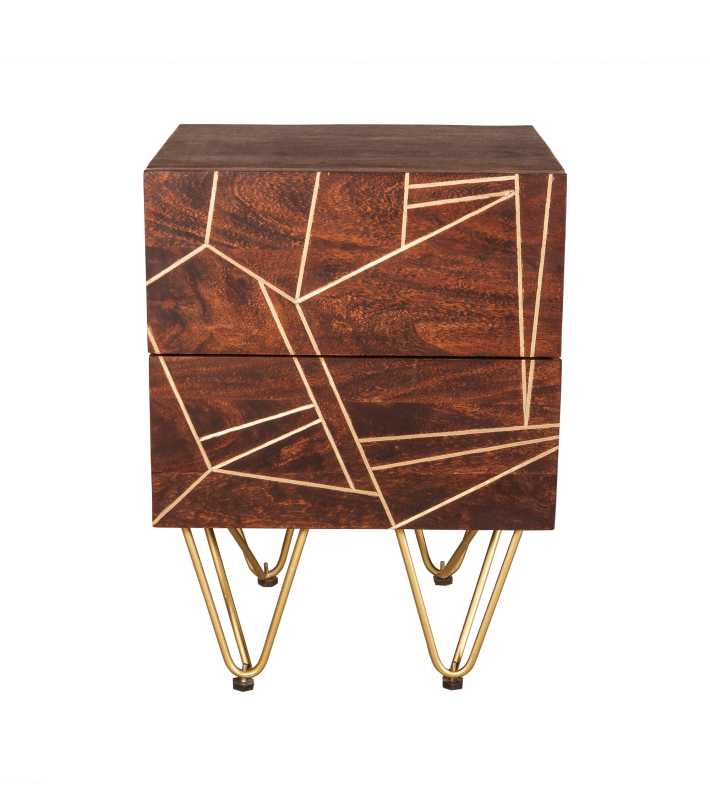 Dark Gold 2 Drawer Side Table - View 3