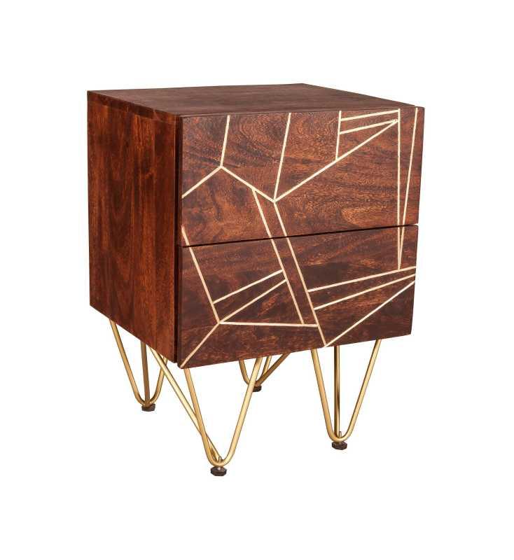 Dark Gold 2 Drawer Side Table - View 2