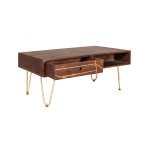 Dark Gold Rectangular Coffee Table with Drawer - View 4