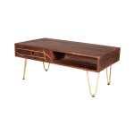 Dark Gold Rectangular Coffee Table with Drawer - View 5