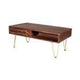 Dark Gold Rectangular Coffee Table with Drawer - View 5