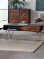 Dark Gold Rectangular Coffee Table with Drawer