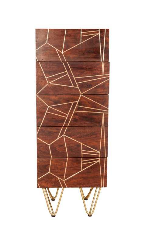 Dark Gold Tall Chest of Drawers - View 3