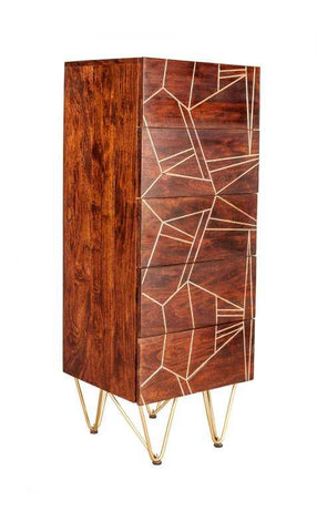 Dark Gold Tall Chest of Drawers - View 2