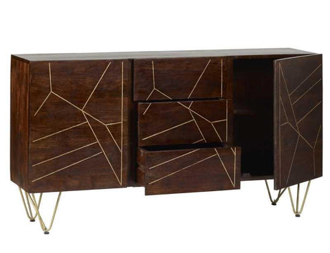 Dark Gold Extra Large Sideboard 3 Drawers and 2 Doors - View 2