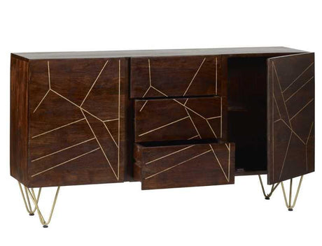 Dark Gold Extra Large Sideboard 3 Drawers and 2 Doors - View 2