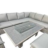Bexley Grey Rattan Fire Pit Corner Sofa Set – Multi-Piece with Benches