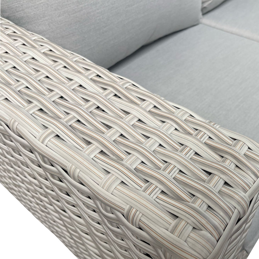 Bexley Grey Rattan Fire Pit Corner Sofa Set – Multi-Piece with Benches