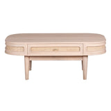 Valencia coffee table made from mango wood with a cane drawer