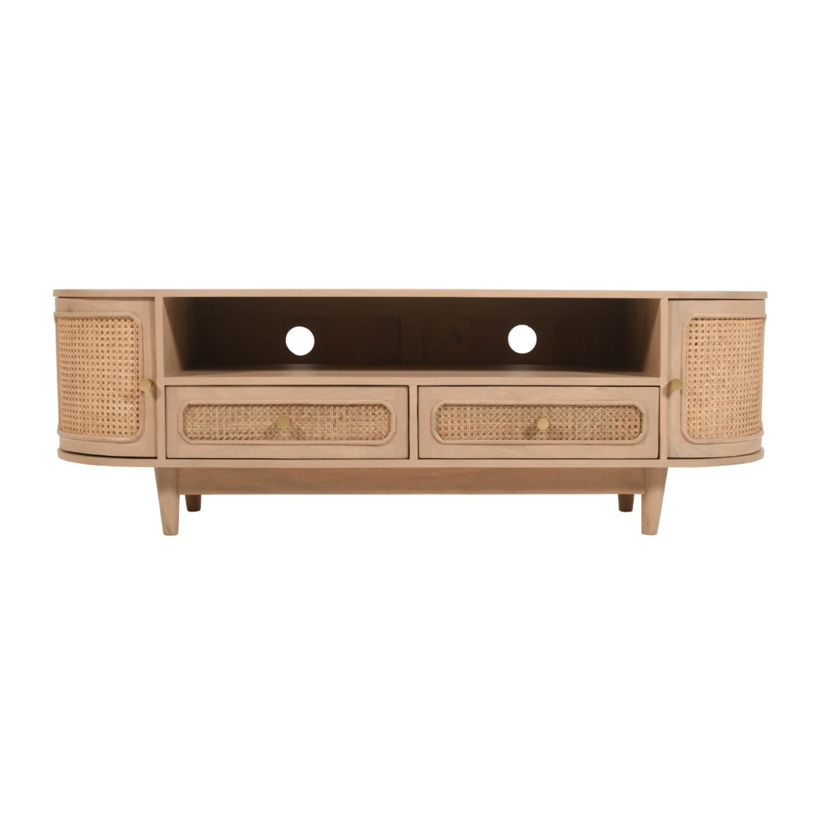 Valencia TV cabinet made from mango wood with cane detailing