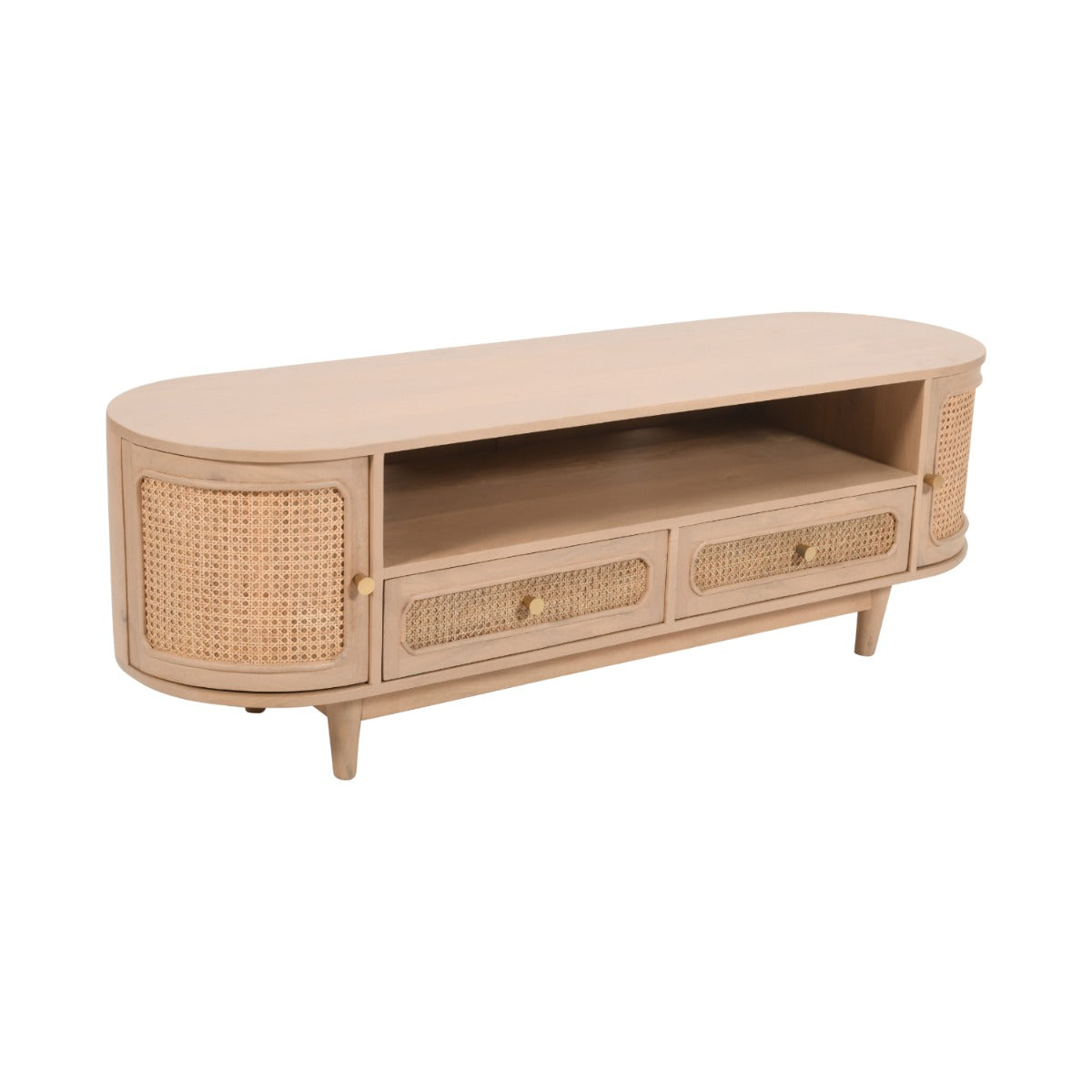 Valencia TV cabinet made from mango wood with cane detailing