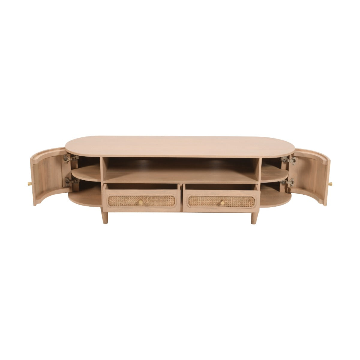 Valencia TV cabinet made from mango wood with cane detailing