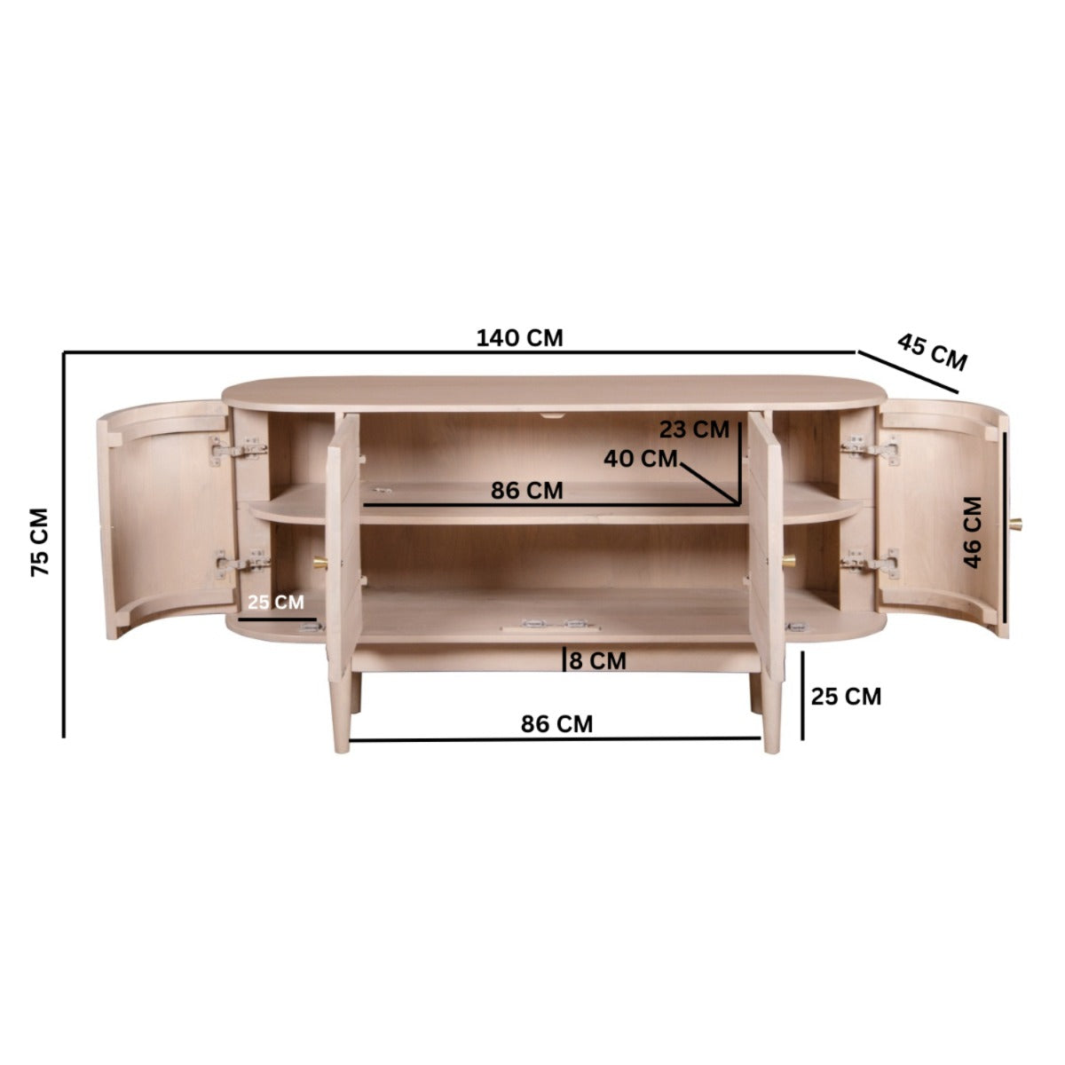 Valencia cane and mango wood sideboard in a stylish living room