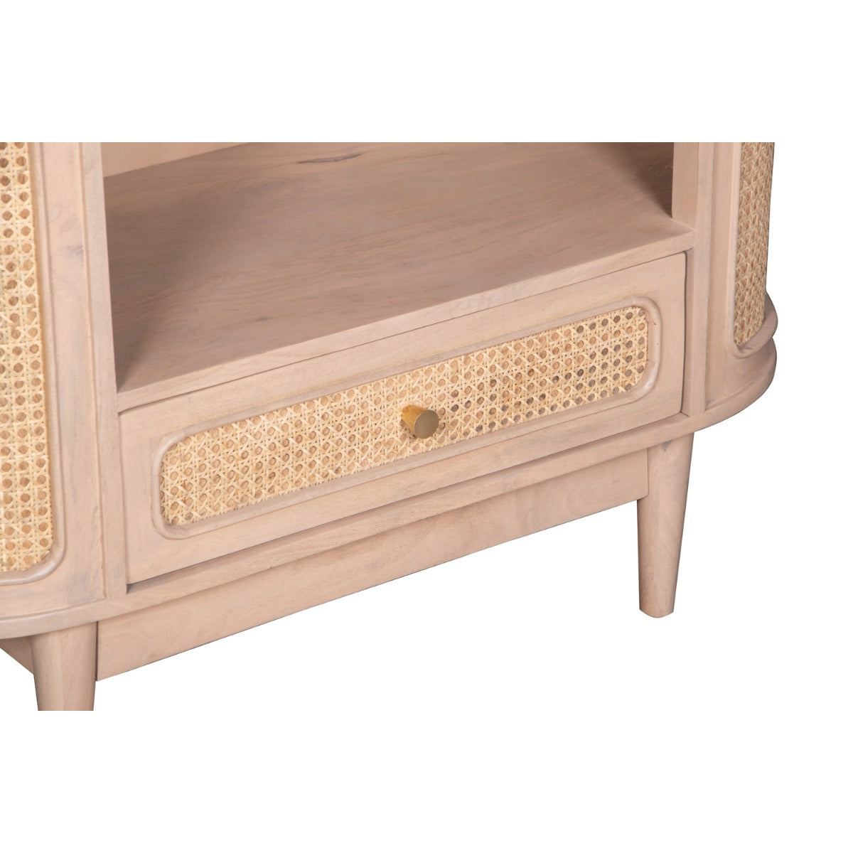 Valencia bookcase made from mango wood and woven cane, showcasing stylish design