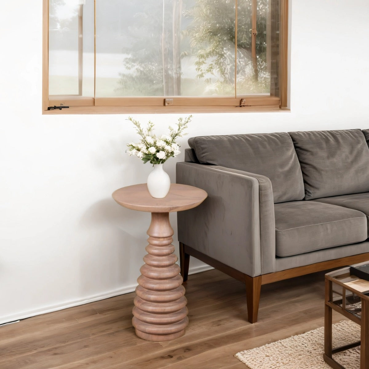 Valencia Cane & Mango Wood Side Table with lacquered finish