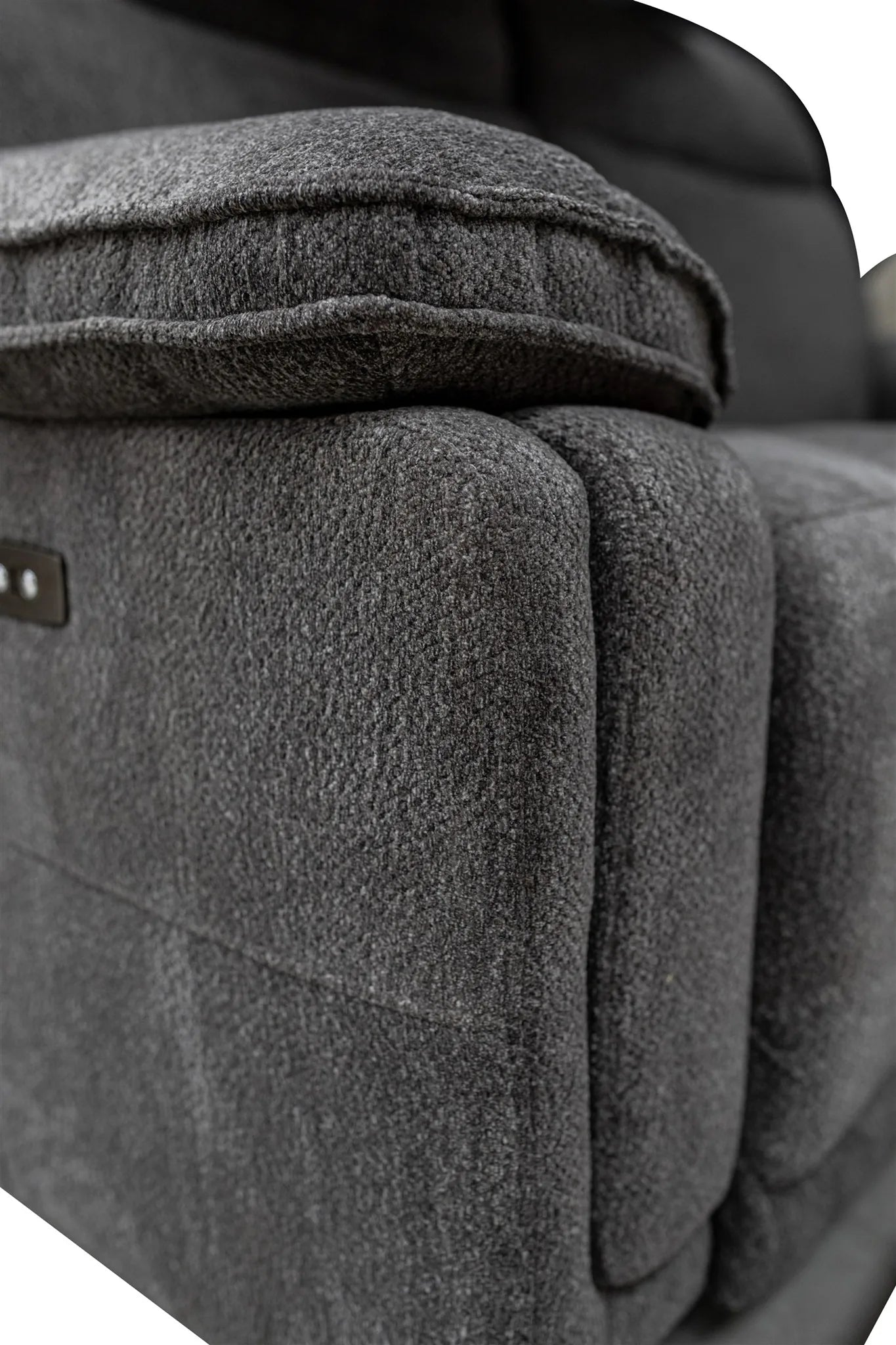 Gray textured fabric surface with a close-up view