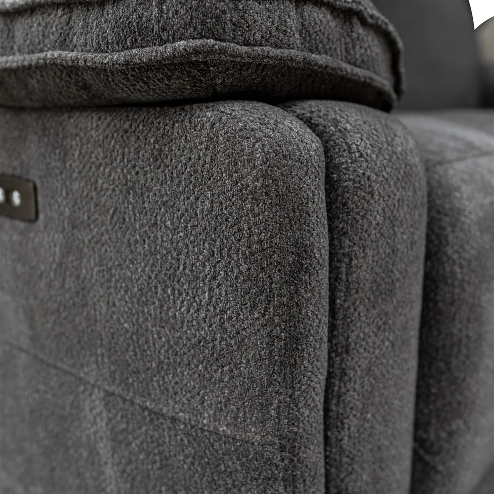 Gray textured fabric surface with a close-up view